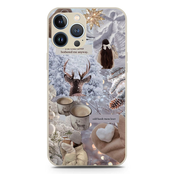 Winter Bliss Series Soft Phone Case - Silica Gel Case - Offwhite - iPhone 13 Pro Max