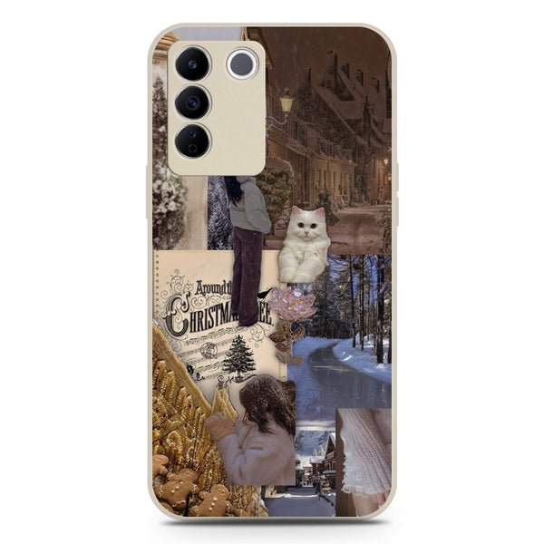Winter Bliss Series Soft Phone Case - Silica Gel Case - Offwhite - Vivo V27e