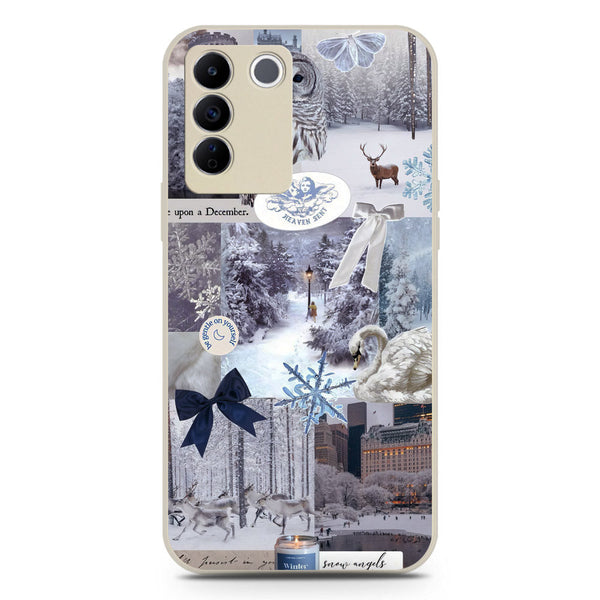 Winter Bliss Series Soft Phone Case - Silica Gel Case - Offwhite - Vivo V27e