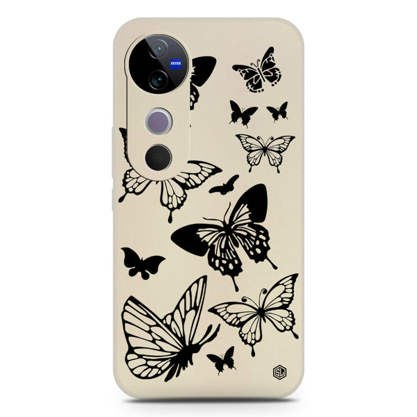 Cute Butterfly Design Soft Phone Case - Silica Gel Case - Offwhite - Vivo S19 Pro