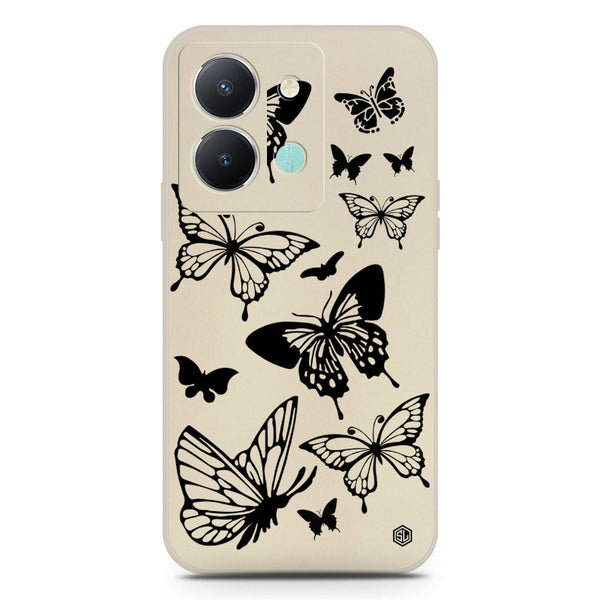 Cute Butterfly Design Soft Phone Case - Silica Gel Case - Offwhite - Vivo Y36 4G