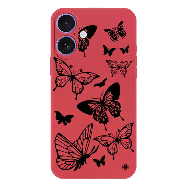 Cute Butterfly Design Soft Phone Case - Silica Gel Case - Red - iPhone 16 Plus