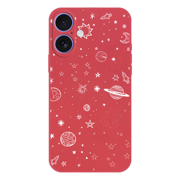 Stardust Dreams Design Soft Phone Case - Silica Gel Case - Red - iPhone 16 Plus
