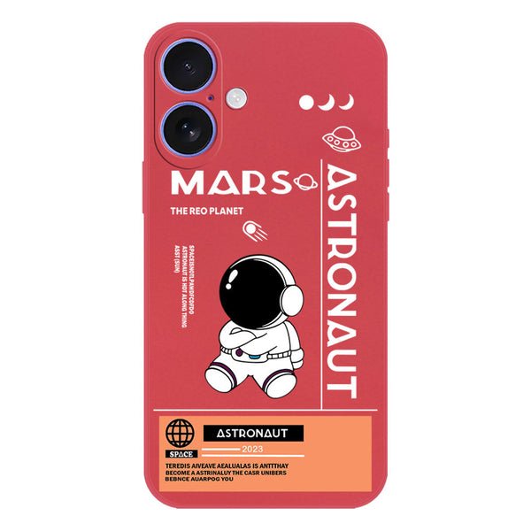 Astronaut Series Design Soft Phone Case - Silica Gel Case - Red - iPhone 16 Plus