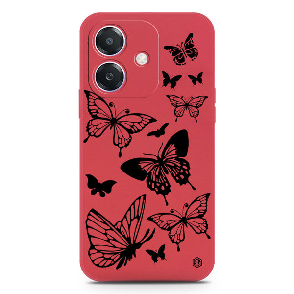 Cute Butterfly Design Soft Phone Case - Silica Gel Case - Red - Oppo A3 5G