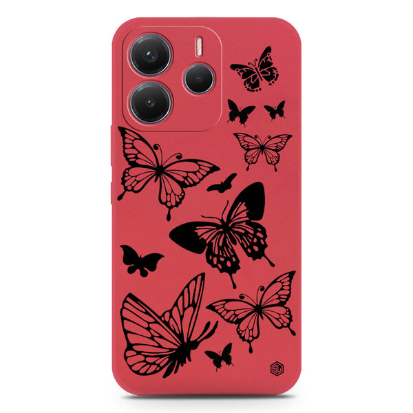 Cute Butterfly Design Soft Phone Case - Silica Gel Case - Red - Xiaomi Redmi Note 14 4G
