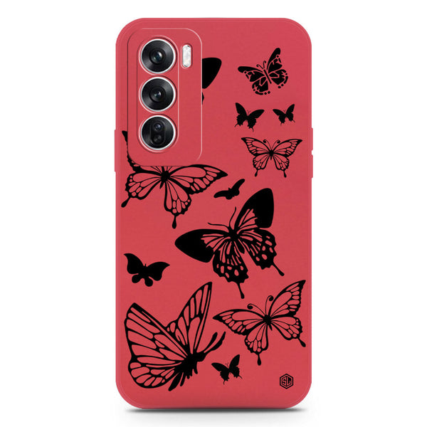 Cute Butterfly Design Soft Phone Case - Silica Gel Case - Red - Oppo Reno 12
