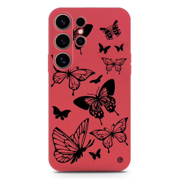 Cute Butterfly Design Soft Phone Case - Silica Gel Case - Red - Samsung Galaxy S25 Ultra