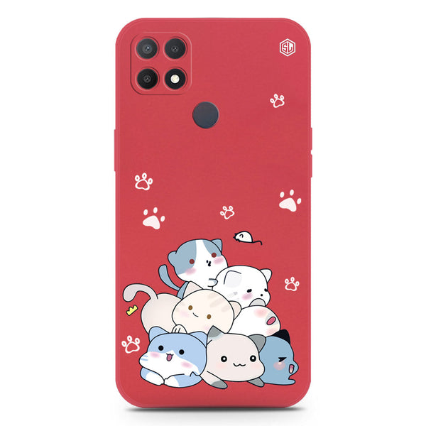 Cute Design Soft Phone Case - Silica Gel Case - Dark Red - Oppo A15s