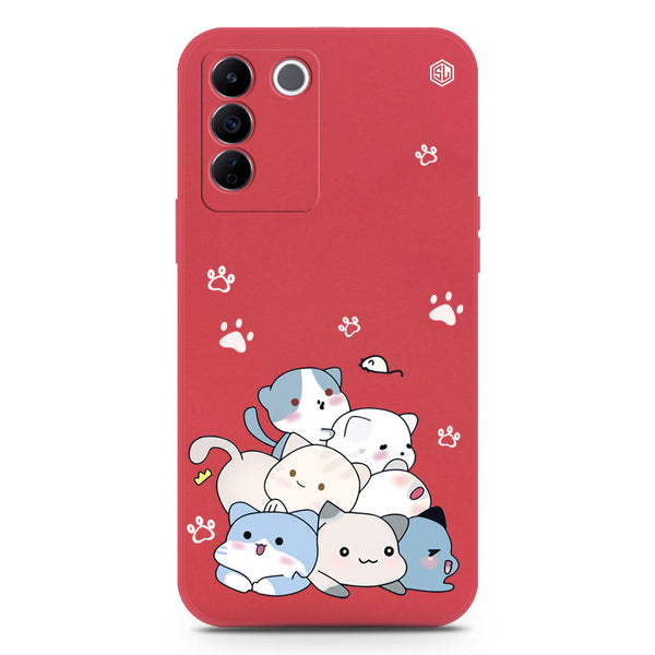 Cute Design Soft Phone Case - Silica Gel Case - Dark Red - Vivo S16e