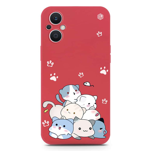 Cute Design Soft Phone Case - Silica Gel Case - Red - Oppo Reno 7 Lite