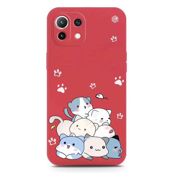 Cute Design Soft Phone Case - Silica Gel Case - Dark Red - Xiaomi Mi 11 Lite