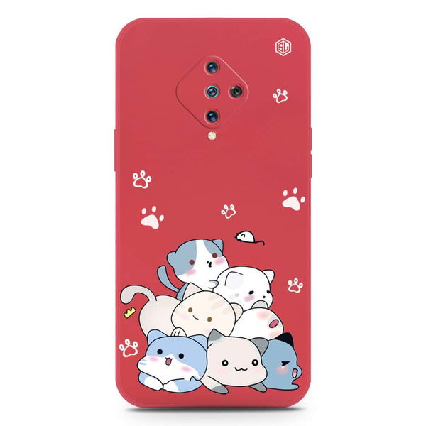 Cute Design Soft Phone Case - Silica Gel Case - Dark Red - Vivo Y51 (2020 September)