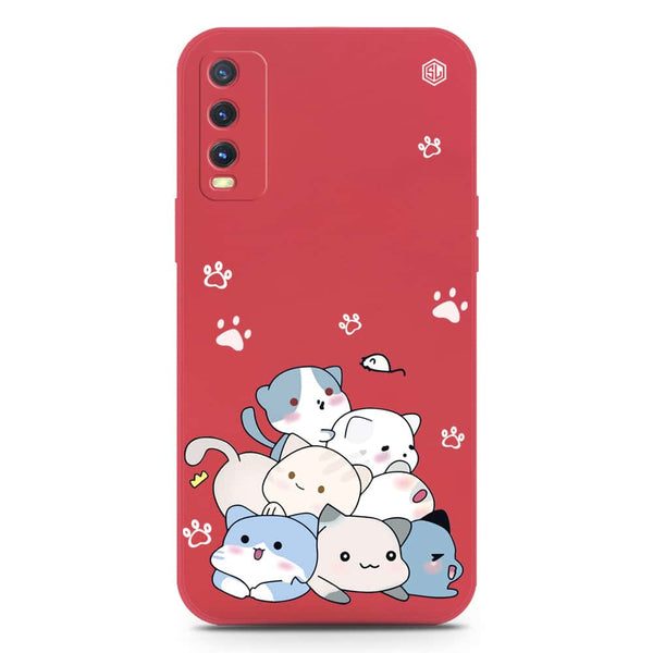 Cute Design Soft Phone Case - Silica Gel Case - Dark Red - Vivo Y20a