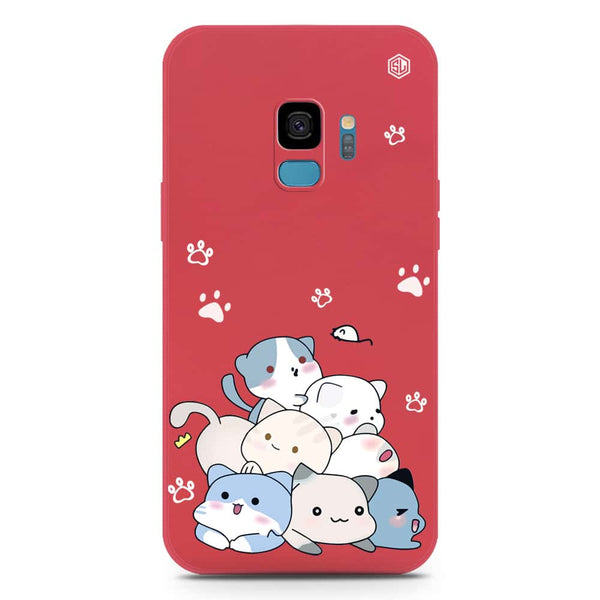 Cute Design Soft Phone Case - Silica Gel Case - Dark Red - Samsung Galaxy S9
