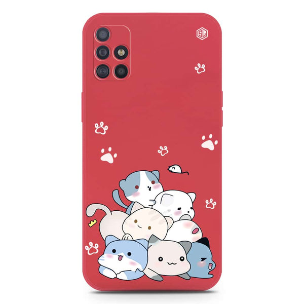 Cute Design Soft Phone Case - Silica Gel Case - Dark Red - Samsung Galaxy A51
