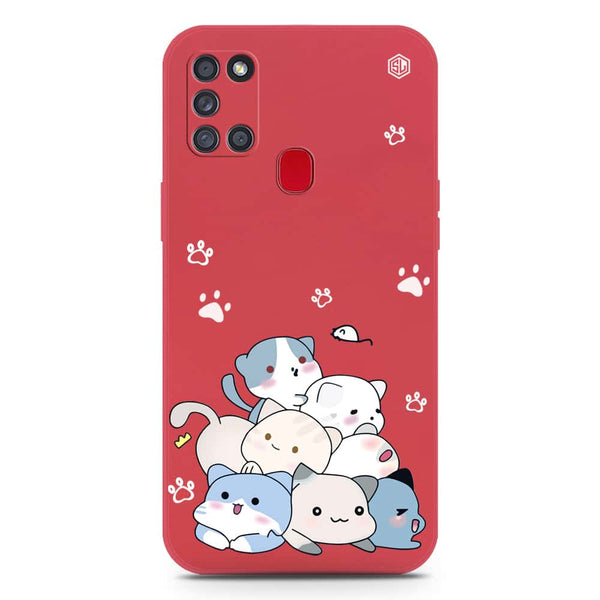 Cute Design Soft Phone Case - Silica Gel Case - Dark Red - Samsung Galaxy A21s