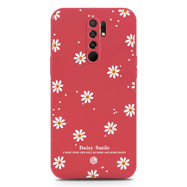 Daisy Smile Design Soft Phone Case - Silica Gel Case - Red - Xiaomi Redmi 9 Prime