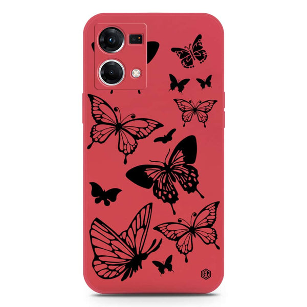 Cute Butterfly Design Soft Phone Case - Silica Gel Case - Red - Oppo Reno 7 4G