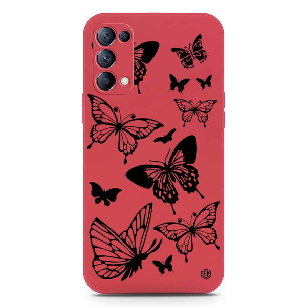 Cute Butterfly Design Soft Phone Case - Silica Gel Case - Red - Oppo Reno 5 5G