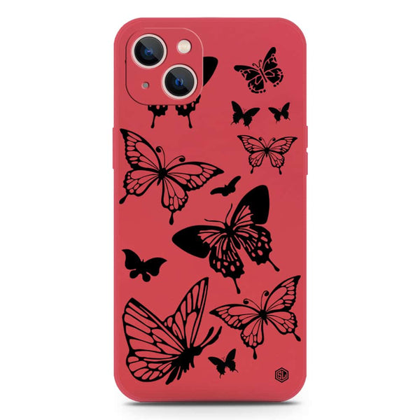 Cute Butterfly Design Soft Phone Case - Silica Gel Case - Red - iPhone 13 Mini
