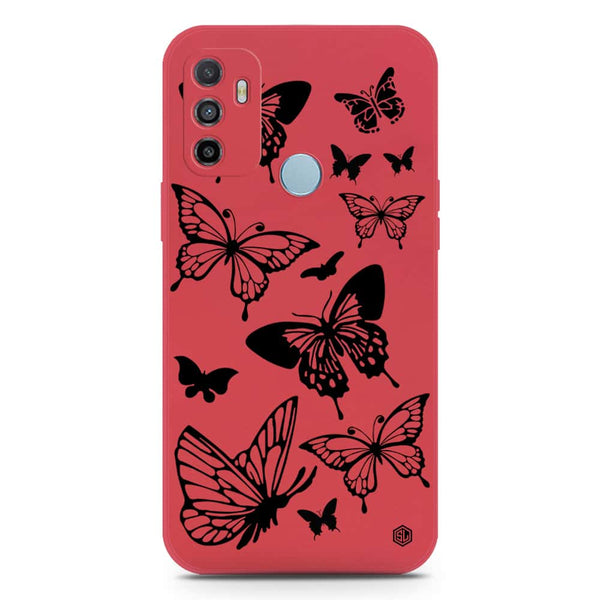 Cute Butterfly Design Soft Phone Case - Silica Gel Case - Red - Oppo A53s