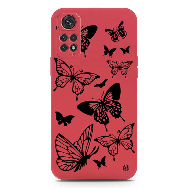 Cute Butterfly Design Soft Phone Case - Silica Gel Case - Dark Red - Xiaomi Redmi Note 11