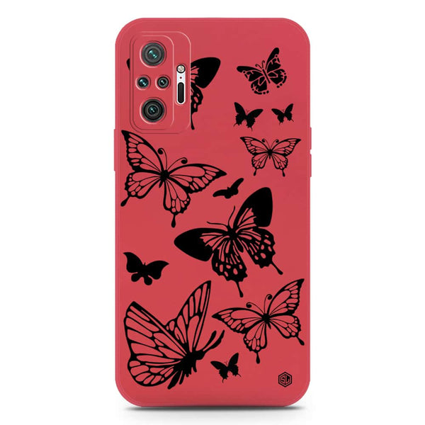 Cute Butterfly Design Soft Phone Case - Silica Gel Case - Dark Red - Xiaomi Redmi Note 10 Pro 4G