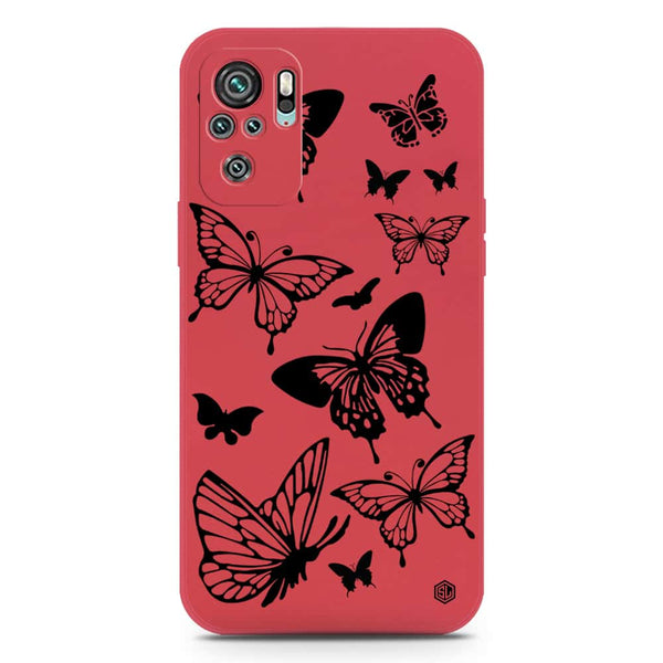 Cute Butterfly Design Soft Phone Case - Silica Gel Case - Dark Red - Xiaomi Redmi Note 10S