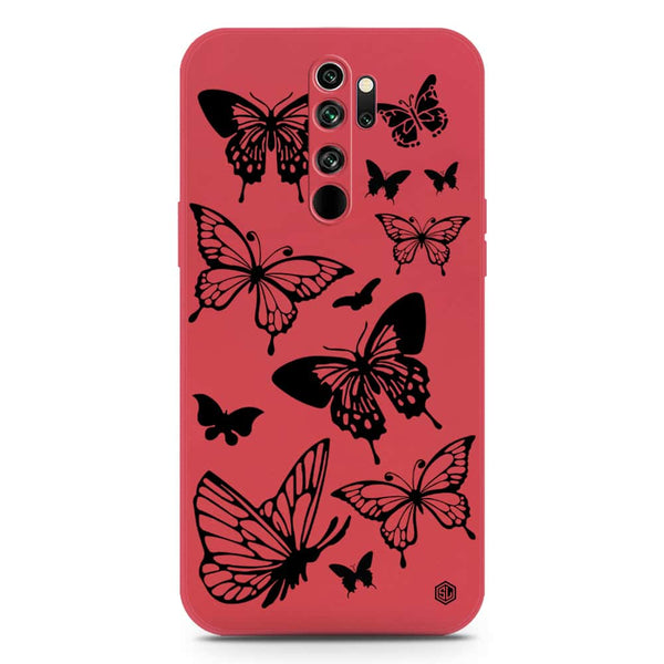 Cute Butterfly Design Soft Phone Case - Silica Gel Case - Dark Red - Xiaomi Redmi Note 8 Pro
