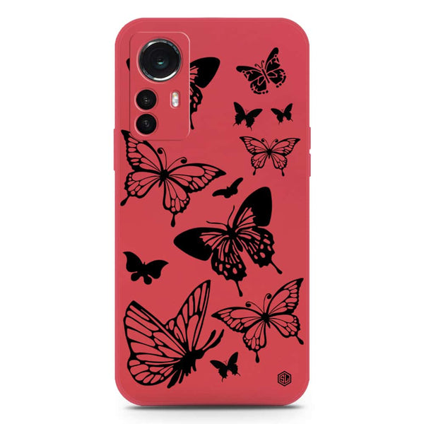 Cute Butterfly Design Soft Phone Case - Silica Gel Case - Dark Red - Xiaomi 12S