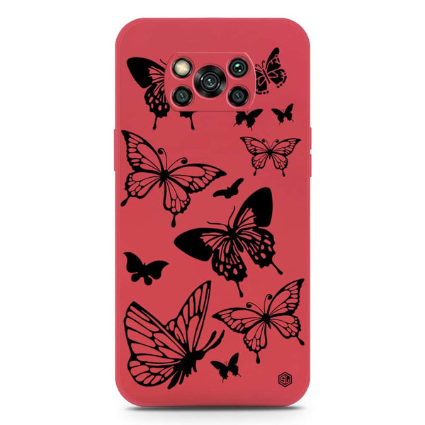 Cute Butterfly Design Soft Phone Case - Silica Gel Case - Dark Red - Xiaomi Poco X3