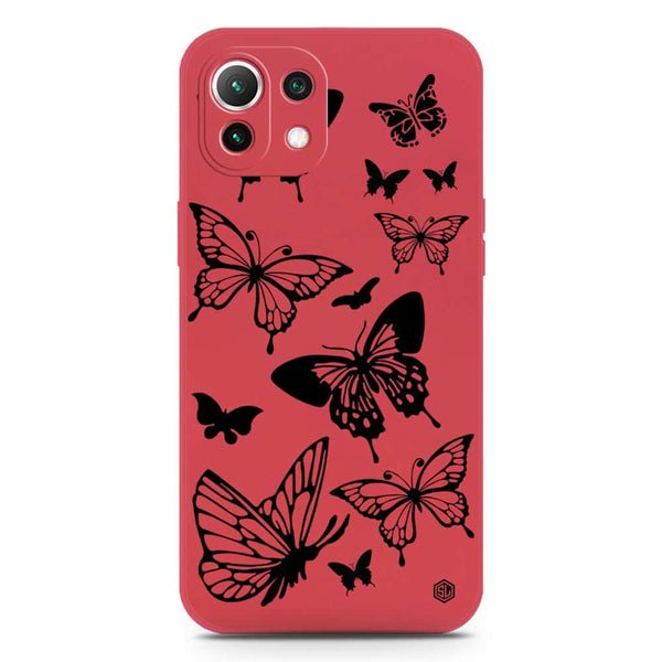 Cute Butterfly Design Soft Phone Case - Silica Gel Case - Dark Red - Xiaomi Mi 11 Lite