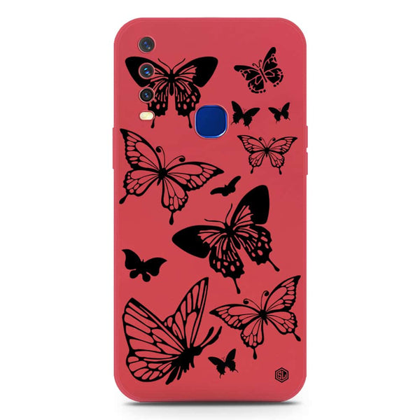 Cute Butterfly Design Soft Phone Case - Silica Gel Case - Red - Vivo Y17
