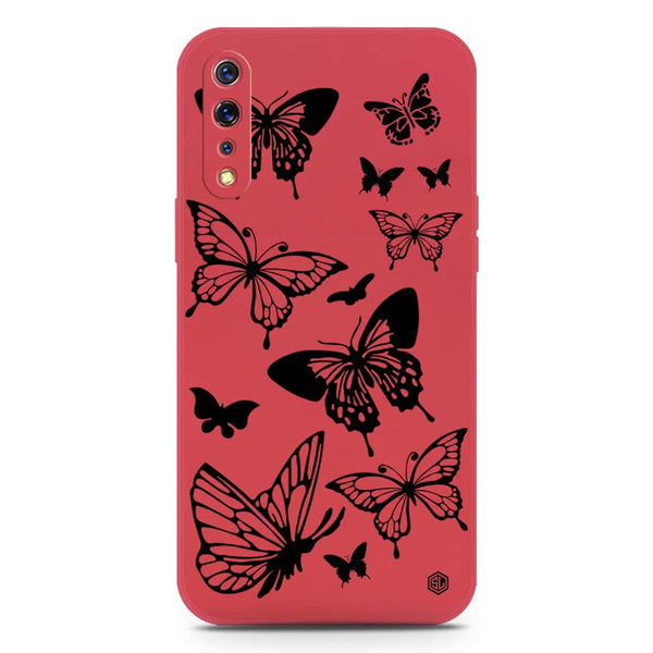 Cute Butterfly Design Soft Phone Case - Silica Gel Case - Red - Vivo S1