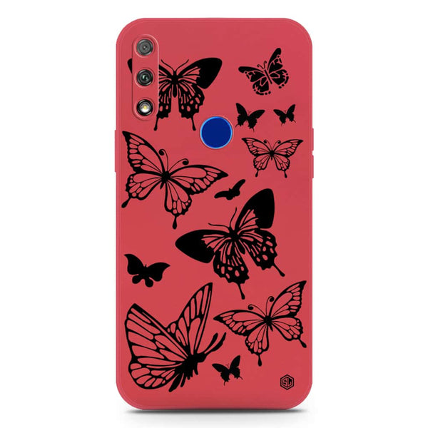 Cute Butterfly Design Soft Phone Case - Silica Gel Case - Dark Red - Honor 9X