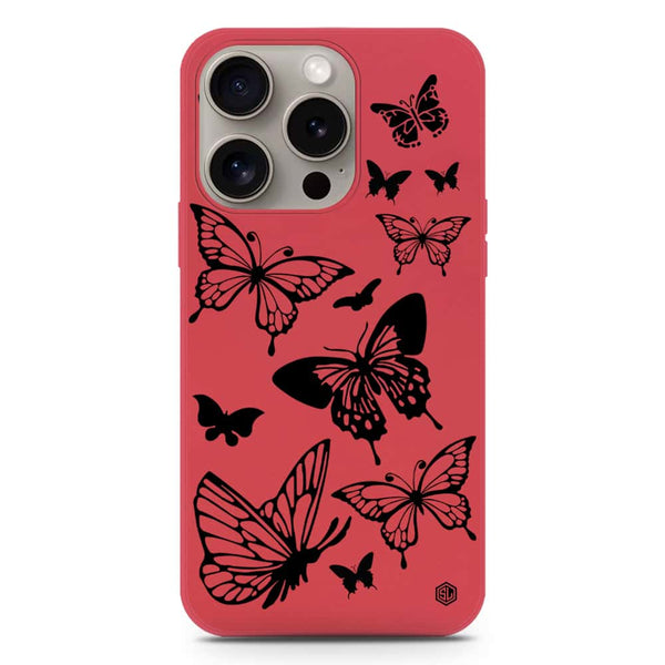 Cute Butterfly Design Soft Phone Case - Silica Gel Case - Red - iPhone 16 Pro Max