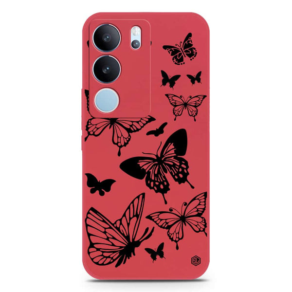 Cute Butterfly Design Soft Phone Case - Silica Gel Case - Red - Vivo V29 Pro