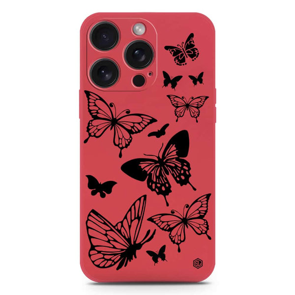 Cute Butterfly Design Soft Phone Case - Silica Gel Case - Red - iPhone 15 Pro