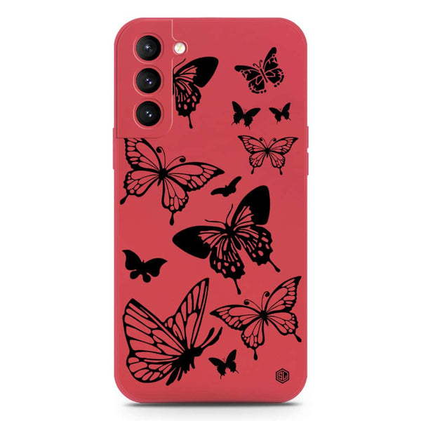 Cute Butterfly Design Soft Phone Case - Silica Gel Case - Dark Red - Samsung Galaxy S21 FE 5G