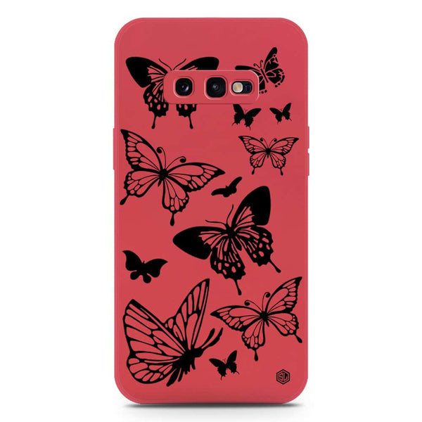 Cute Butterfly Design Soft Phone Case - Silica Gel Case - Dark Red - Samsung Galaxy S10e