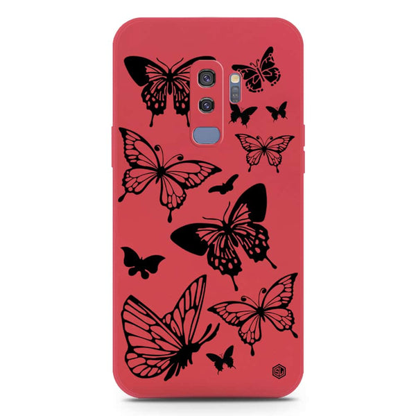 Cute Butterfly Design Soft Phone Case - Silica Gel Case - Dark Red - Samsung Galaxy S9 Plus