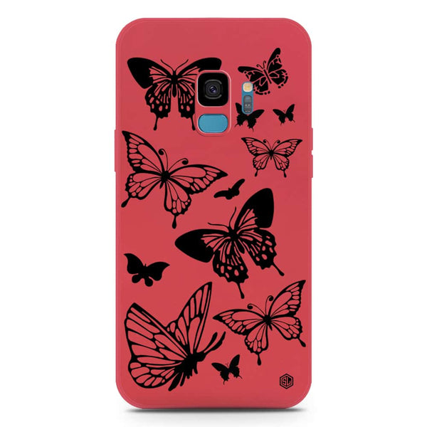 Cute Butterfly Design Soft Phone Case - Silica Gel Case - Dark Red - Samsung Galaxy S9
