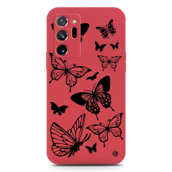 Cute Butterfly Design Soft Phone Case - Silica Gel Case - Dark Red - Samsung Galaxy Note 20 Ultra