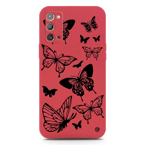 Cute Butterfly Design Soft Phone Case - Silica Gel Case - Dark Red - Samsung Galaxy Note 20