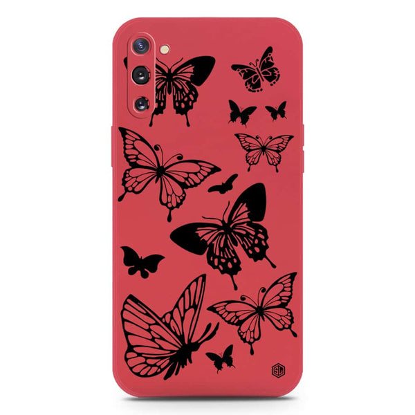 Cute Butterfly Design Soft Phone Case - Silica Gel Case - Dark Red - Samsung Galaxy Note 10