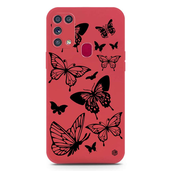 Cute Butterfly Design Soft Phone Case - Silica Gel Case - Red - Samsung Galaxy M31