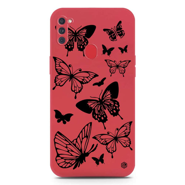 Cute Butterfly Design Soft Phone Case - Silica Gel Case - Red - Samsung Galaxy M11