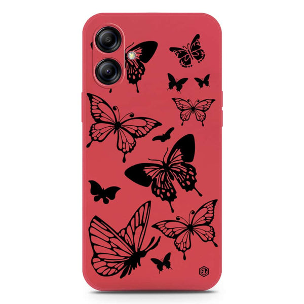 Cute Butterfly Design Soft Phone Case - Silica Gel Case - Dark Red - Samsung Galaxy M04 4G