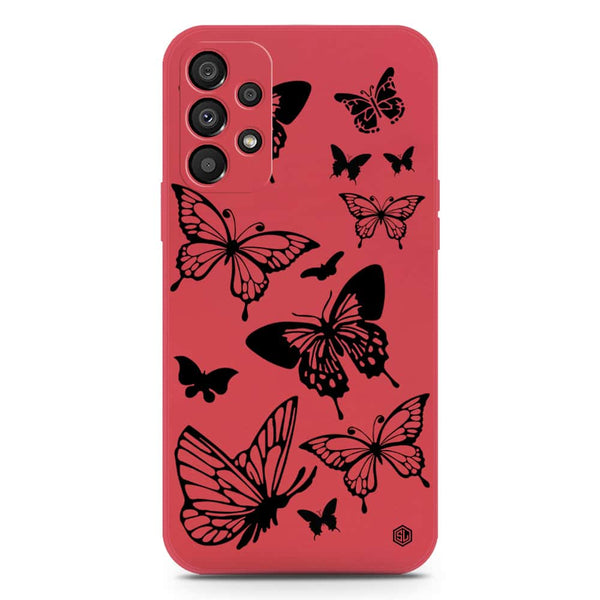 Cute Butterfly Design Soft Phone Case - Silica Gel Case - Dark Red - Samsung Galaxy A72
